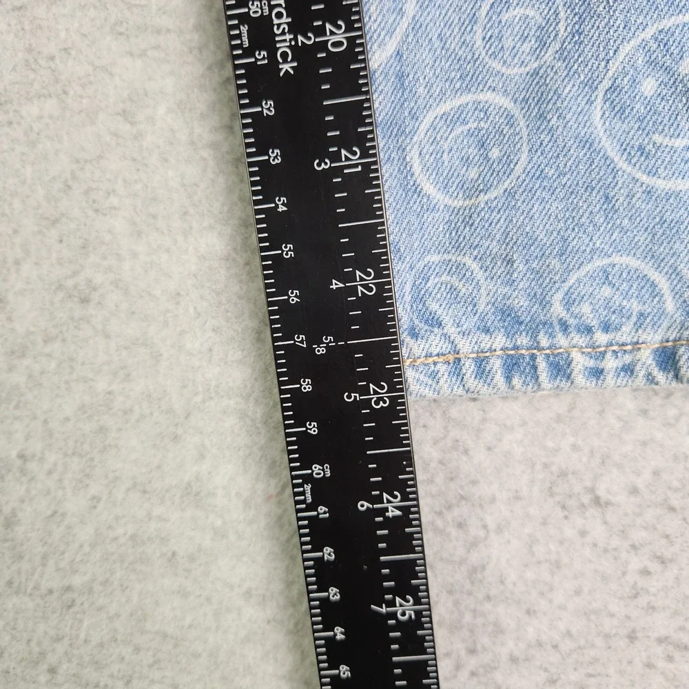 Old Navy Jeans Girls 10 Blue Smiley Face High Rise Built-In Tough Baggy Wide Leg